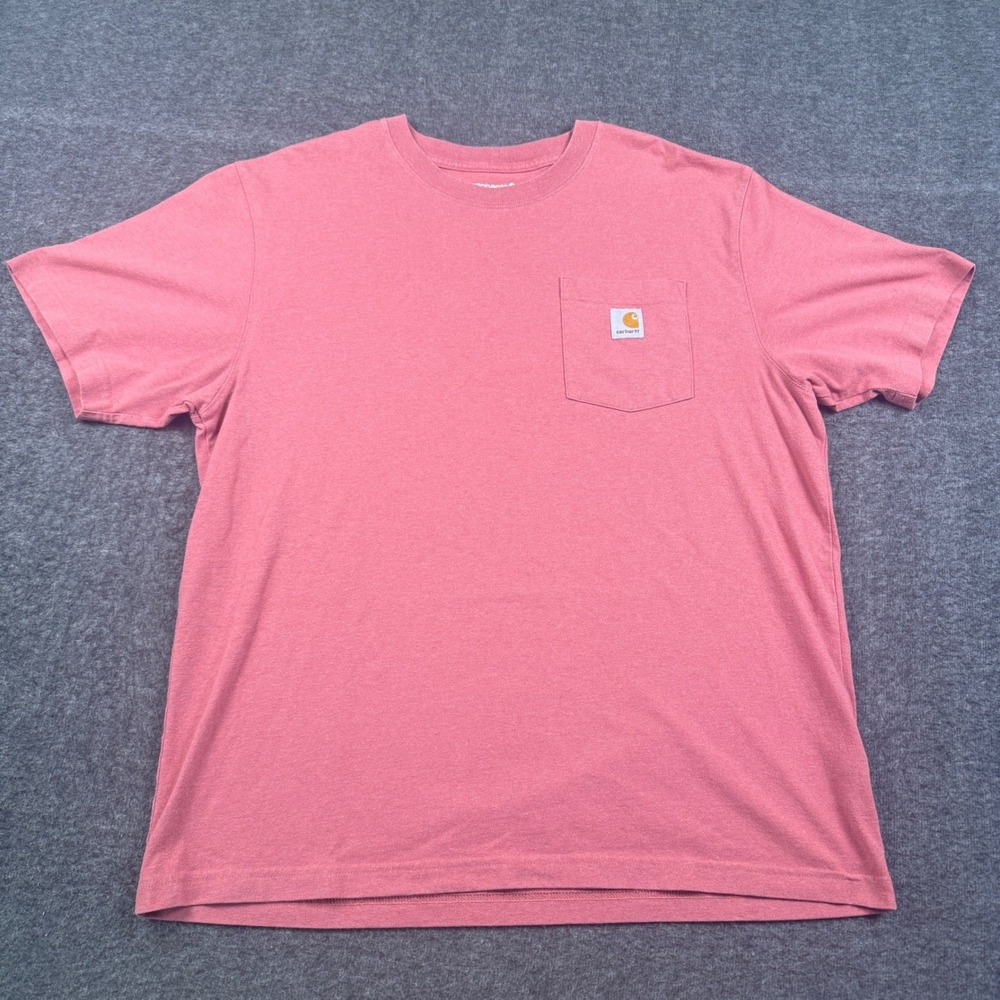 Carhartt Pocket T-Shirt Mens Large Pink Loose Fit Short Sleeve Workwear Tee